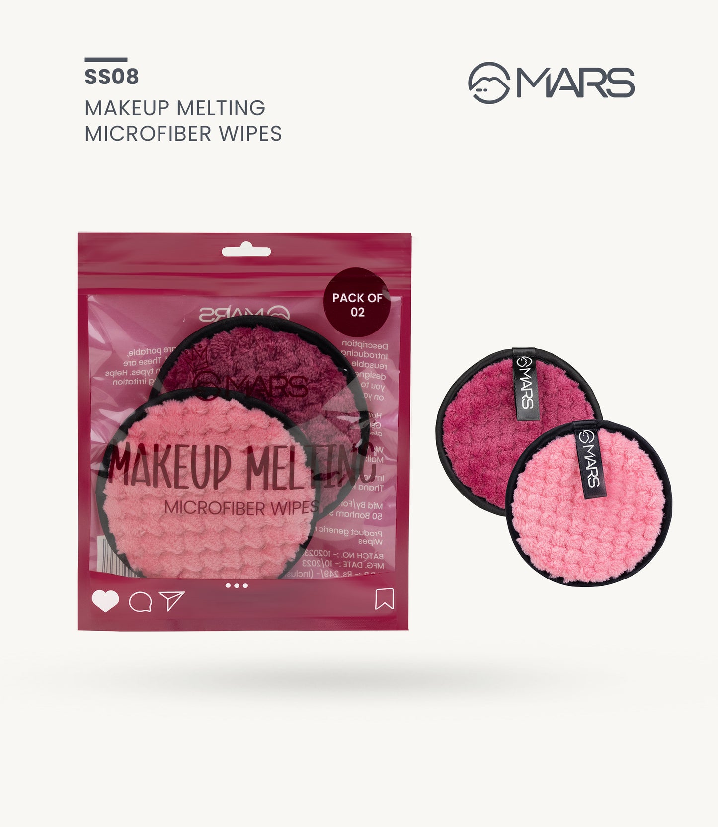 Mars Makeup Melting Microfiber Wipes SS08