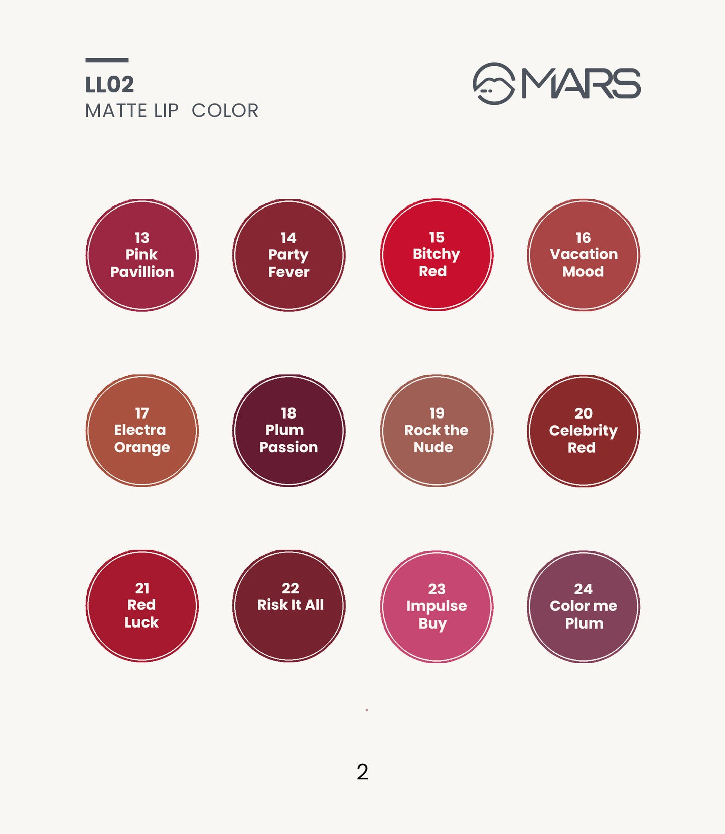 Mars waterproof Nontransfer Liquid lipstick Ll02