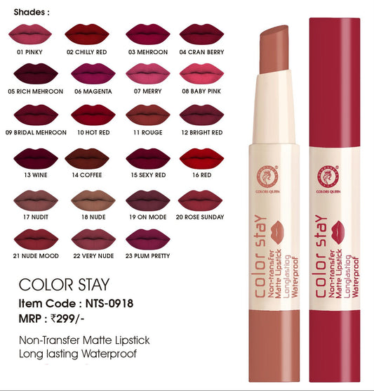 Colors Queen Non-Transfer Matte Lipstick (NTS-0918)