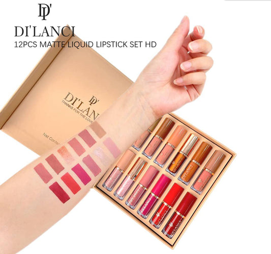 Dilanci 12 Color Matte Liquid Lipstick Set